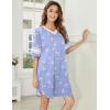 imageEkouaer Womens Nightgown Cotton Sleepwear Short Sleeve Sleep Shirt V Neck Color Block NightshirtBbird Blue