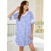 imageEkouaer Womens Nightgown Cotton Sleepwear Short Sleeve Sleep Shirt V Neck Color Block NightshirtBbird Blue