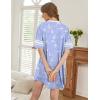 imageEkouaer Womens Nightgown Cotton Sleepwear Short Sleeve Sleep Shirt V Neck Color Block NightshirtBbird Blue