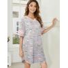 imageEkouaer Womens Nightgown Cotton Sleepwear Short Sleeve Sleep Shirt V Neck Color Block NightshirtBcoffee Grey