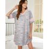 imageEkouaer Womens Nightgown Cotton Sleepwear Short Sleeve Sleep Shirt V Neck Color Block NightshirtBcoffee Grey