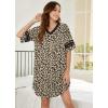 imageEkouaer Womens Nightgown Cotton Sleepwear Short Sleeve Sleep Shirt V Neck Color Block NightshirtBleopard