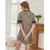 imageEkouaer Womens Nightgown Cotton Sleepwear Short Sleeve Sleep Shirt V Neck Color Block NightshirtBleopard