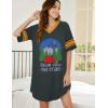 imageEkouaer Womens Nightgown Cotton Sleepwear Short Sleeve Sleep Shirt V Neck Color Block NightshirtCdream Grey