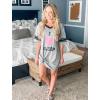 imageEkouaer Womens Nightgown Cotton Sleepwear Short Sleeve Sleep Shirt V Neck Color Block NightshirtCi Love Sleep Grey