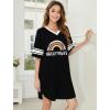 imageEkouaer Womens Nightgown Cotton Sleepwear Short Sleeve Sleep Shirt V Neck Color Block NightshirtCrainbow Black
