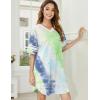 imageEkouaer Womens Nightgown Cotton Sleepwear Short Sleeve Sleep Shirt V Neck Color Block NightshirtTie Dye Green