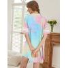 imageEkouaer Womens Nightgown Cotton Sleepwear Short Sleeve Sleep Shirt V Neck Color Block NightshirtTie Dye Yellow