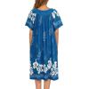 imageEkouaer Womens Nightgown Short Sleeve House Dress with PocketsFloral Print Mumu DressBlue Flower