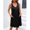 imageEkouaer Womens Nightgown Sleeveless Nightshirt V Neck Chemise Soft Print Night Dress Sleepwear with PocketsBlack
