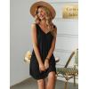 imageEkouaer Womens Nightgown Sleeveless Nightshirt V Neck Chemise Soft Print Night Dress Sleepwear with PocketsBlack