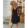 imageEkouaer Womens Nightgown Sleeveless Nightshirt V Neck Chemise Soft Print Night Dress Sleepwear with PocketsBlack