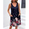 imageEkouaer Womens Nightgown Sleeveless Nightshirt V Neck Chemise Soft Print Night Dress Sleepwear with PocketsBlack With Colorful Flower