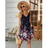 imageEkouaer Womens Nightgown Sleeveless Nightshirt V Neck Chemise Soft Print Night Dress Sleepwear with PocketsBlack With Colorful Flower