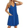 imageEkouaer Womens Nightgown Sleeveless Nightshirt V Neck Chemise Soft Print Night Dress Sleepwear with PocketsBlue