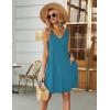 imageEkouaer Womens Nightgown Sleeveless Nightshirt V Neck Chemise Soft Print Night Dress Sleepwear with PocketsBlue Green