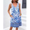 imageEkouaer Womens Nightgown Sleeveless Nightshirt V Neck Chemise Soft Print Night Dress Sleepwear with PocketsBoho Print