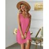 imageEkouaer Womens Nightgown Sleeveless Nightshirt V Neck Chemise Soft Print Night Dress Sleepwear with PocketsDark Pink
