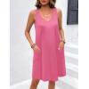 imageEkouaer Womens Nightgown Sleeveless Nightshirt V Neck Chemise Soft Print Night Dress Sleepwear with PocketsDark Pink
