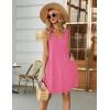 imageEkouaer Womens Nightgown Sleeveless Nightshirt V Neck Chemise Soft Print Night Dress Sleepwear with PocketsDark Pink