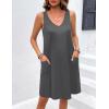 imageEkouaer Womens Nightgown Sleeveless Nightshirt V Neck Chemise Soft Print Night Dress Sleepwear with PocketsGrey