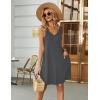 imageEkouaer Womens Nightgown Sleeveless Nightshirt V Neck Chemise Soft Print Night Dress Sleepwear with PocketsGrey