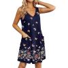 imageEkouaer Womens Nightgown Sleeveless Nightshirt V Neck Chemise Soft Print Night Dress Sleepwear with PocketsNavy With Butterfly