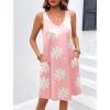 imageEkouaer Womens Nightgown Sleeveless Nightshirt V Neck Chemise Soft Print Night Dress Sleepwear with PocketsPink With Daisy