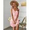 imageEkouaer Womens Nightgown Sleeveless Nightshirt V Neck Chemise Soft Print Night Dress Sleepwear with PocketsPink With Daisy