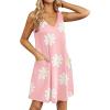 imageEkouaer Womens Nightgown Sleeveless Nightshirt V Neck Chemise Soft Print Night Dress Sleepwear with PocketsPink With Daisy