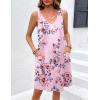 imageEkouaer Womens Nightgown Sleeveless Nightshirt V Neck Chemise Soft Print Night Dress Sleepwear with PocketsPink With Flower