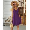 imageEkouaer Womens Nightgown Sleeveless Nightshirt V Neck Chemise Soft Print Night Dress Sleepwear with PocketsPurple