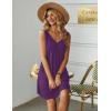imageEkouaer Womens Nightgown Sleeveless Nightshirt V Neck Chemise Soft Print Night Dress Sleepwear with PocketsPurple