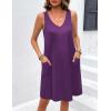 imageEkouaer Womens Nightgown Sleeveless Nightshirt V Neck Chemise Soft Print Night Dress Sleepwear with PocketsPurple