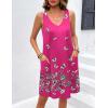 imageEkouaer Womens Nightgown Sleeveless Nightshirt V Neck Chemise Soft Print Night Dress Sleepwear with PocketsRose Red Butterfly