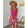 imageEkouaer Womens Nightgown Sleeveless Nightshirt V Neck Chemise Soft Print Night Dress Sleepwear with PocketsRose Red Butterfly