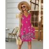 imageEkouaer Womens Nightgown Sleeveless Nightshirt V Neck Chemise Soft Print Night Dress Sleepwear with PocketsRose Red Butterfly