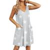 imageEkouaer Womens Nightgown Sleeveless Nightshirt V Neck Chemise Soft Print Night Dress Sleepwear with PocketsStar