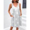 imageEkouaer Womens Nightgown Sleeveless Nightshirt V Neck Chemise Soft Print Night Dress Sleepwear with PocketsStar