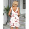 imageEkouaer Womens Nightgown Sleeveless Nightshirt V Neck Chemise Soft Print Night Dress Sleepwear with PocketsWhite With Rose