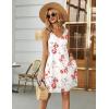 imageEkouaer Womens Nightgown Sleeveless Nightshirt V Neck Chemise Soft Print Night Dress Sleepwear with PocketsWhite With Rose