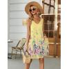 imageEkouaer Womens Nightgown Sleeveless Nightshirt V Neck Chemise Soft Print Night Dress Sleepwear with PocketsYellow Multi Border