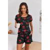 imageEkouaer Womens Pajama Sets 2 Piece Soft Short Sleeve Top and Shorts Sleepwear Round Neck Pjs Lounge Set with PocketsBlackred Lips