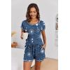 imageEkouaer Womens Pajama Sets 2 Piece Soft Short Sleeve Top and Shorts Sleepwear Round Neck Pjs Lounge Set with PocketsBlue Meteor