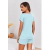 imageEkouaer Womens Pajama Sets 2 Piece Soft Short Sleeve Top and Shorts Sleepwear Round Neck Pjs Lounge Set with PocketsLight Blue