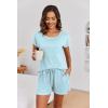 imageEkouaer Womens Pajama Sets 2 Piece Soft Short Sleeve Top and Shorts Sleepwear Round Neck Pjs Lounge Set with PocketsLight Blue