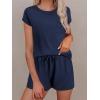 imageEkouaer Womens Pajama Sets 2 Piece Soft Short Sleeve Top and Shorts Sleepwear Round Neck Pjs Lounge Set with PocketsNavy Blue