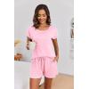 imageEkouaer Womens Pajama Sets 2 Piece Soft Short Sleeve Top and Shorts Sleepwear Round Neck Pjs Lounge Set with PocketsPink