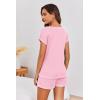 imageEkouaer Womens Pajama Sets 2 Piece Soft Short Sleeve Top and Shorts Sleepwear Round Neck Pjs Lounge Set with PocketsPink