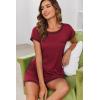 imageEkouaer Womens Pajama Sets 2 Piece Soft Short Sleeve Top and Shorts Sleepwear Round Neck Pjs Lounge Set with PocketsWind Red